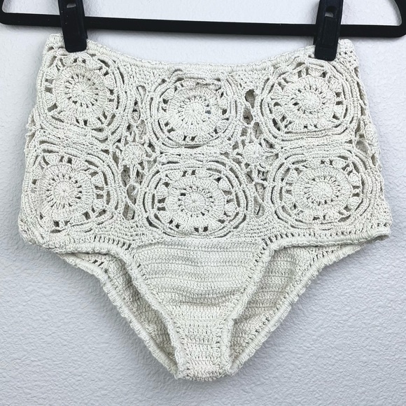 Andi Bagus Women's M/L Lotus Hi Pant Cream High-Waister Crochet Bikini Bottom - Picture 2 of 16